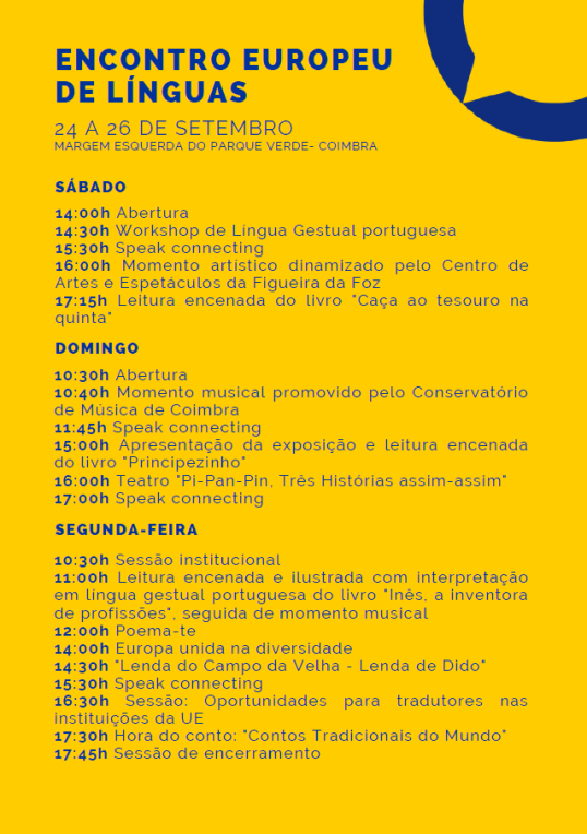 Encontro Europeu das Línguas em Coimbra Agenda 1